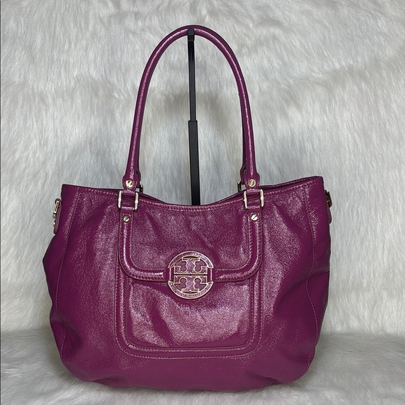 ✨Tory Burch Amanda Leather Tote Bag – Rare Purple – Large Shoulder Tote✨ - Picture 2 of 16